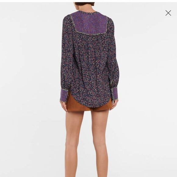 VERONICA BEARD Betta floral blouse Green Purple Size 0 NWT - Picture 2 of 16